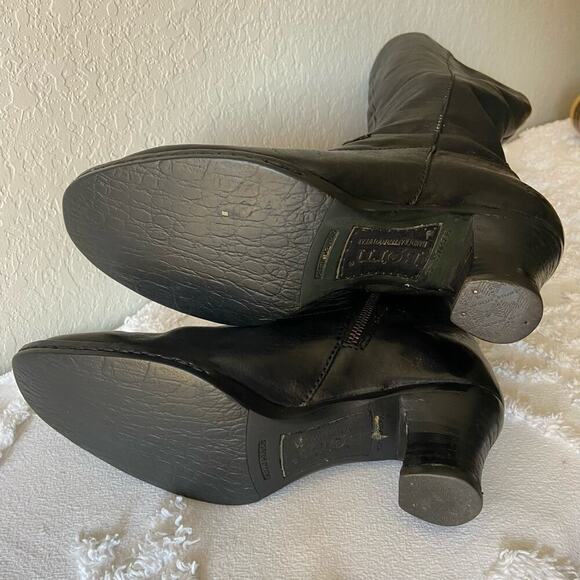 BORN Leather Boots Women's High-Calf Fashion Heel Blk Sz 7 Grunge Goth Witchy - Picture 5 of 11